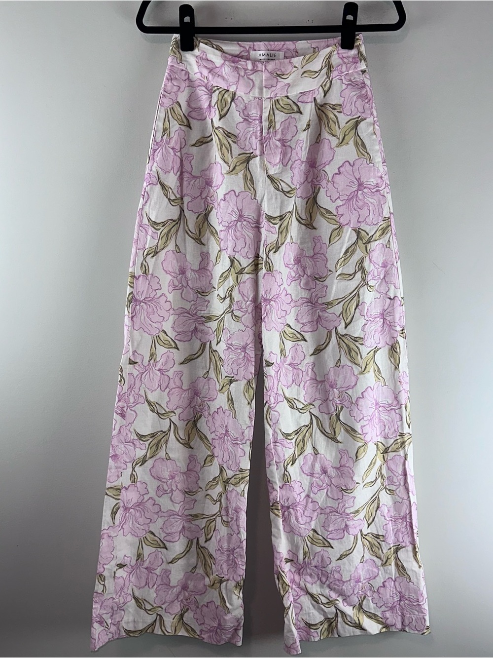 Showpo. Amalie the Label Floral Linen Blend Wide Leg Pant and Crop Top Size 2